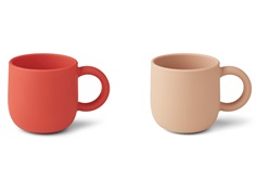 Liewood apple red/tuscany rose silicone cup with handle Merce (2-pack)